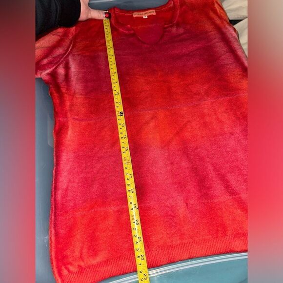 Marika Charles Cashmere sweater pullover designer size 3 L red hand tie dye - Picture 6 of 6